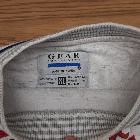 Gear for Sports VTG 90s Eskimo Joes Gray striped crewneck sweatshirt Unisex XL - Picture 5 of 7